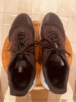 Adidas Boost shoes like new, size US 12 EU 46, black with blue details