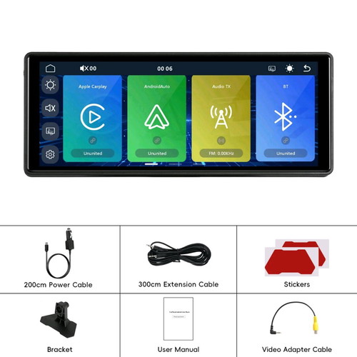 Podofo Portable CarPlay 10.26” New Wireless Apple CarPlay Android Auto