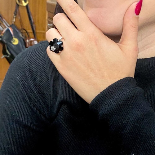 Silver ring size 16 with large sapphire and 6 sparkling Swarovski like new