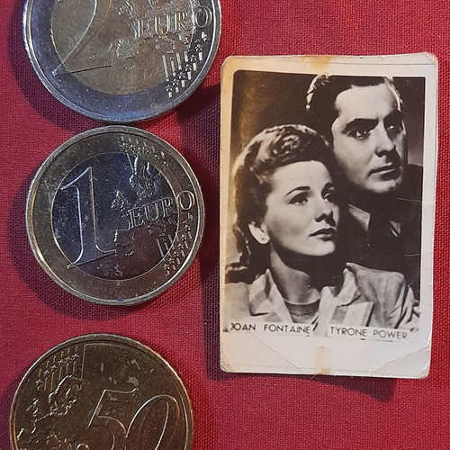 Joan Fontaine Tyrone Power vintage collectible photo card