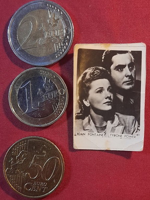 Joan Fontaine Tyrone Power vintage collectible photo card