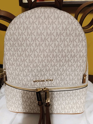 Michael Kors Rhea Zip Πλάτης καινούργιο, vanilla μπεζ και χρυσαφί