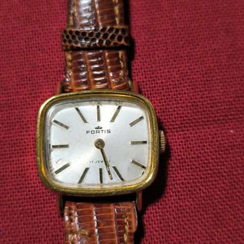 Fortis women's watch used, rectangular shape, leather strap