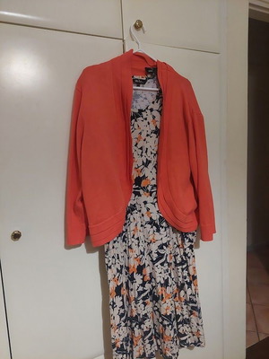 Floral Dress and Coral Cardigan Set Ulla Popken like new
