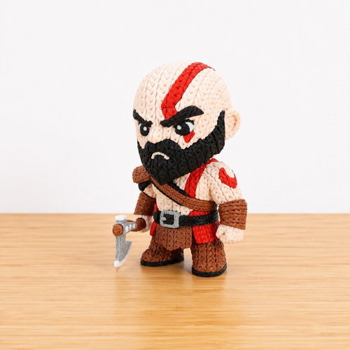 Kratos God of War crochet-style figure