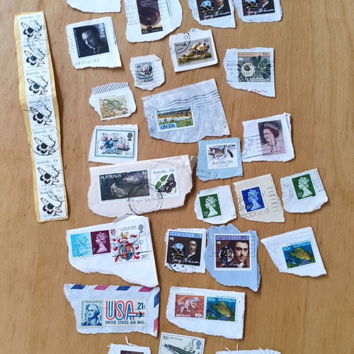 Stamps used, pack of 40, from Australia, England, Liberia