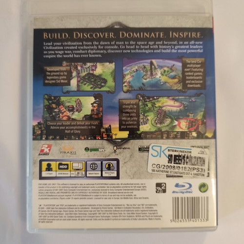 Sid Meier's Civilization Revolution PS3 game like new, PAL edition
