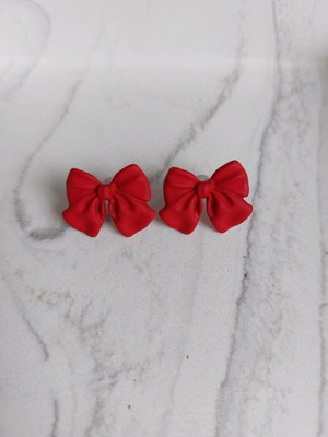 Bow earrings red new, unworn