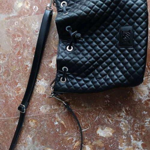 Pierro Quilted Drawstring Shoulder Bag like new, black
