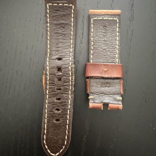 Leather watch strap 24mm used, brown