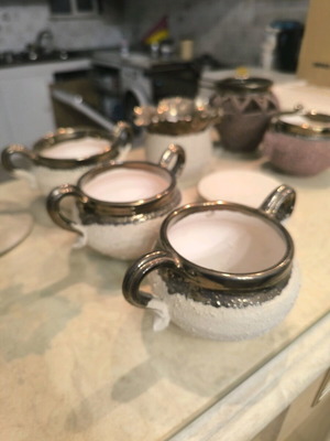 Set decorative ceramic candle holders and pots new, 7 pieces