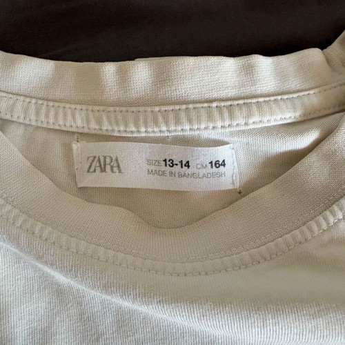 Zara kids' t-shirt used, white and green, age 14