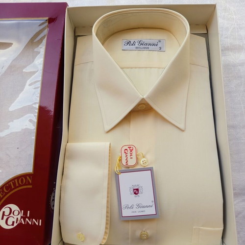 Poli Gianni men's dress shirt new, size L, light yellow