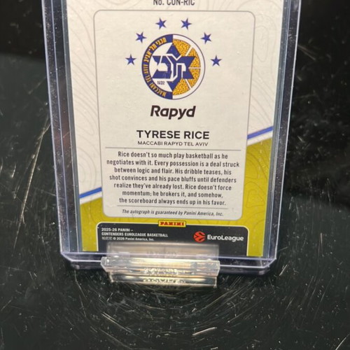 2025-26 Contenders Euroleague Tyrese Rice Auto Card 4/25 Jersey Number like new
