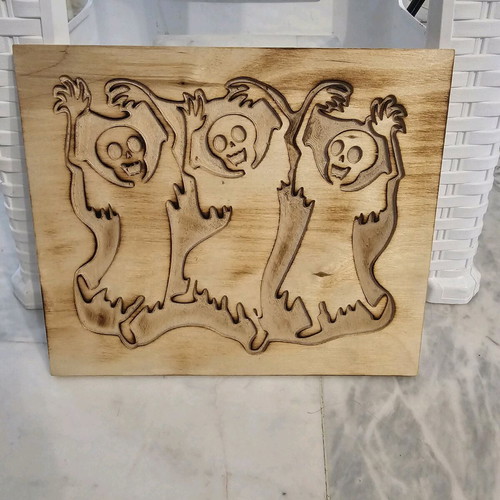 Handmade 3D decorative panel with ghost skeletons