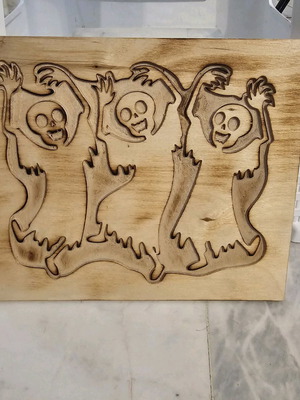 Handmade 3D decorative panel with ghost skeletons