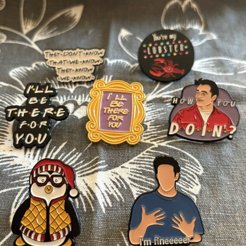 Friends enamel pin set of 7 new, colorful and silver