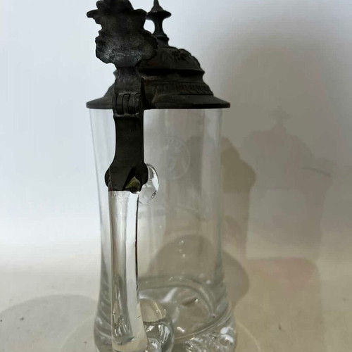 Budweiser collectible crystal beer glass with pewter lid