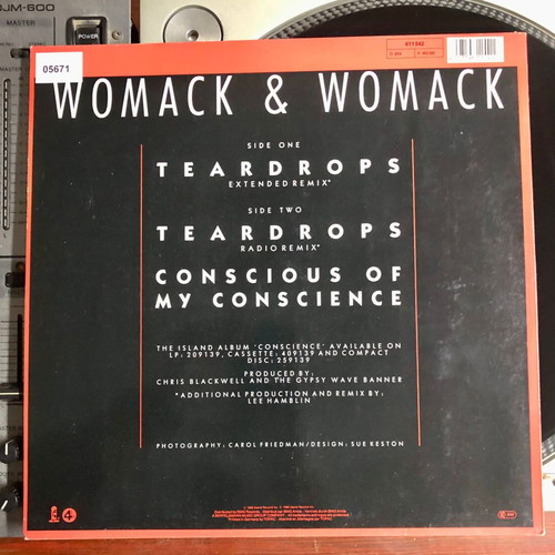 Womack & Womack Teardrops vinyl maxi-single 12" 45 RPM like new, pop