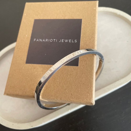 Handcuff bracelet new, silver, stainless steel