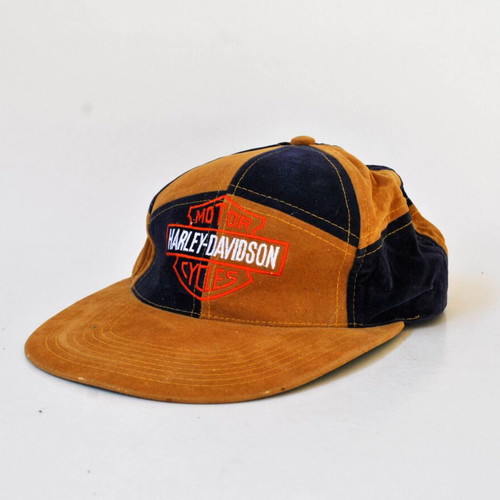 Harley-Davidson Vintage Suede Cap Brown Blue One Size