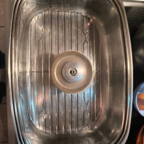 Rectangular oven baking tray with glass lid and rack like new
