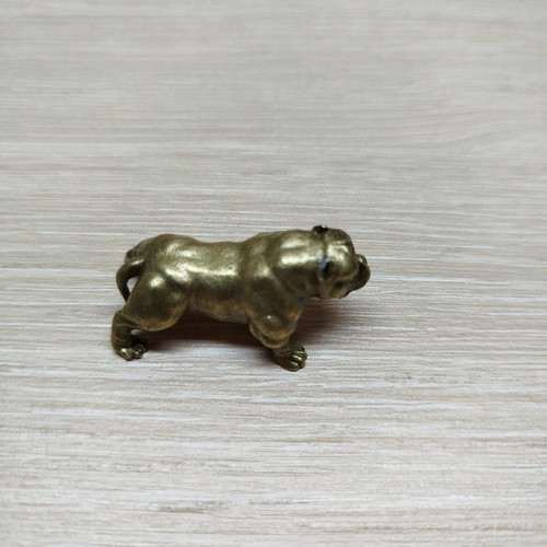 Bulldog miniature made of brass new, antique gold tone