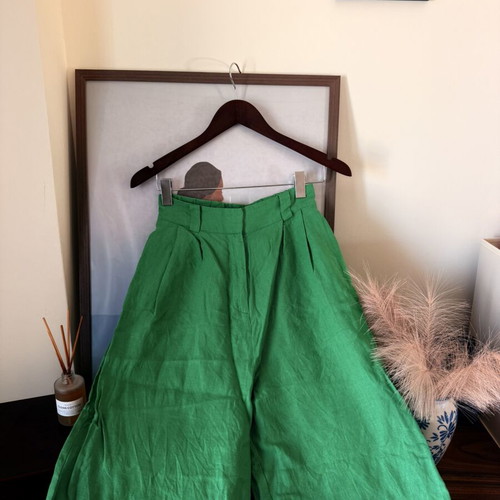 Karavan Green Linen Pants, 100% Linen, Medium