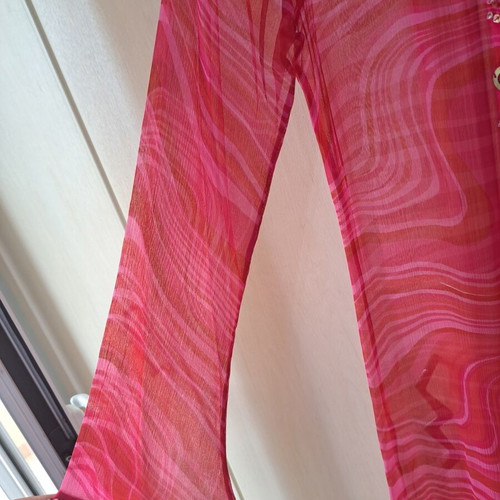 Women's caftan new, fuchsia-pink muslin with sequins and stones