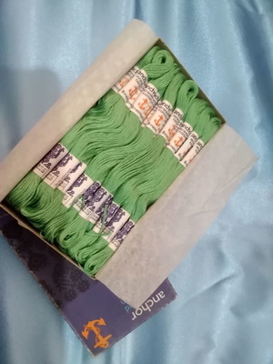 Box of green embroidery floss 24 skeins, new