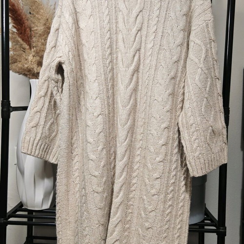 Beige Long Knitted Wool Cardigan H&M like new