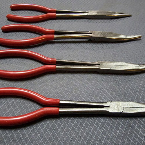 Set of 4 long-nose pliers new, chrome vanadium steel with anti-slip handles