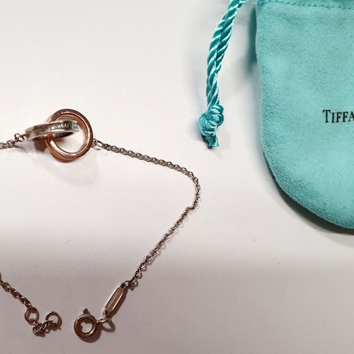 Tiffany & Co Interlocking Circles bracelet in silver and 18K rose gold like new