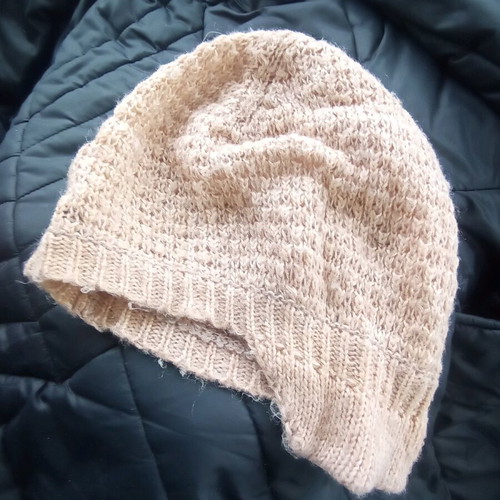 Knitted pink hat with visor used La Redoute Collections