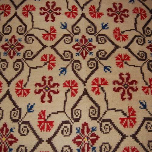 Wool rug handwoven on loom used vintage, size 2.50x1.70