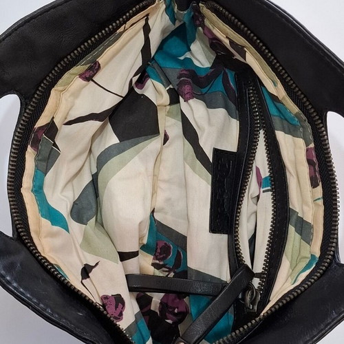 Vintage Diesel black leather clutch bag used, sporty design