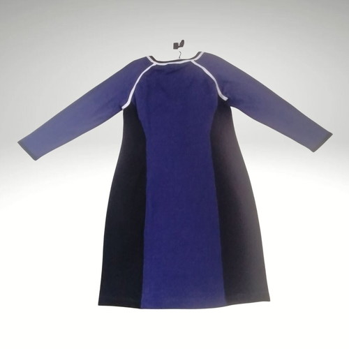 Karen Millen dress used, blue and black knit, size Medium-Large