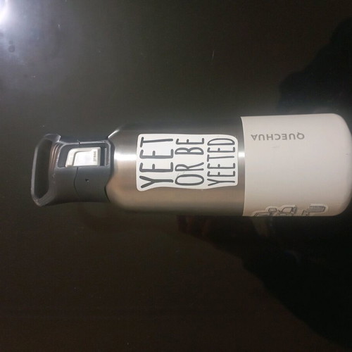 Thermos bottle used, steel with plastic cap and safety lock