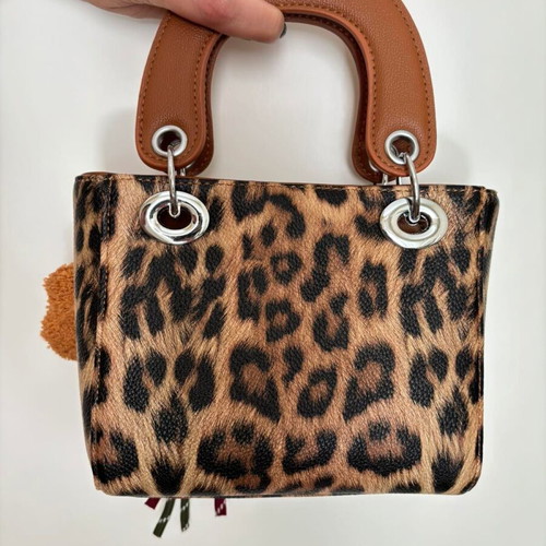 Leopard Print Handbag new with detachable strap and bear charm
