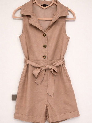 Girls' jumpsuit new, beige nude, sizes 116–122 cm
