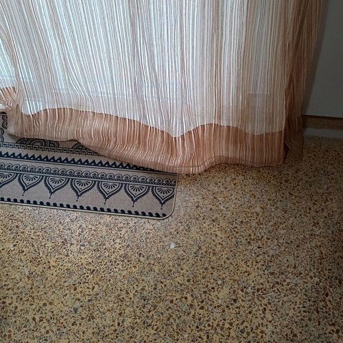 Curtain for balcony door used, 2.70 m width x 2.25 m height, beige tones