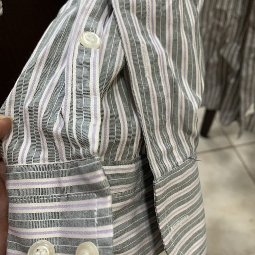 Kiros men's striped shirt like new, size XL, white and gray
