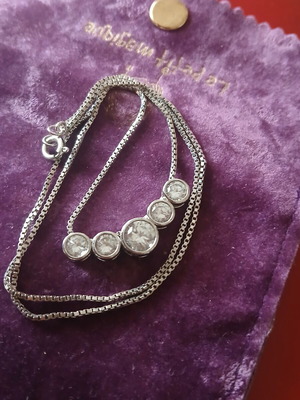 Silver 925 Necklace 42 cm with White Zirconia like new