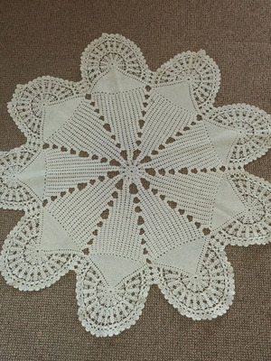 Handmade white round doily 74×74cm