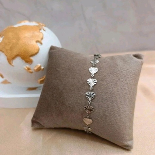 Steel bracelet chain with hearts new, silver color