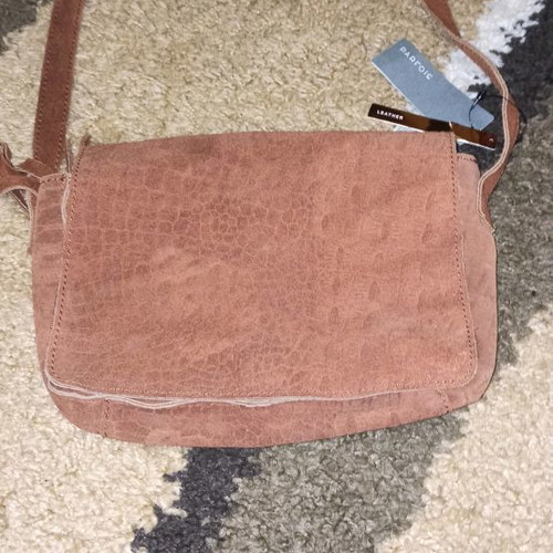 Parfois crossbody bag new, 100% suede leather, brown and red