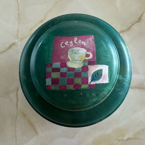 Tea storage tin used, colorful