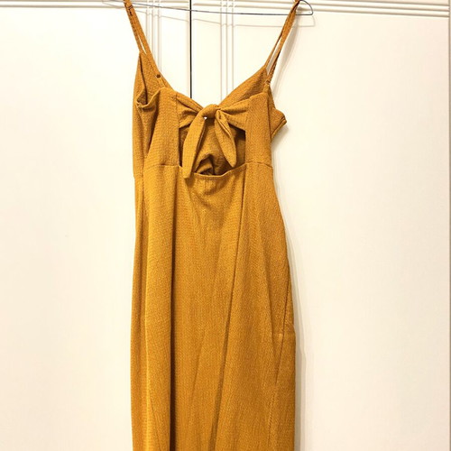 Bershka mustard-brown dress with slit, size S, like new