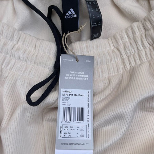 Adidas Mens Future Icons Premium O-Shaped Velour Pants new, size 2XL, beige