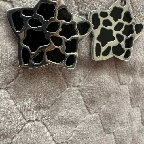 Folli Follie silver double-sided earrings new, black details